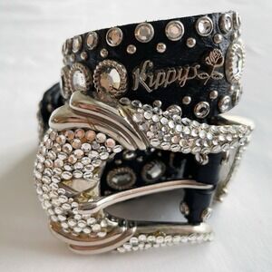 Kippys Swarovski Leather Western Swarovski Crystals Belt Women's Sz 36